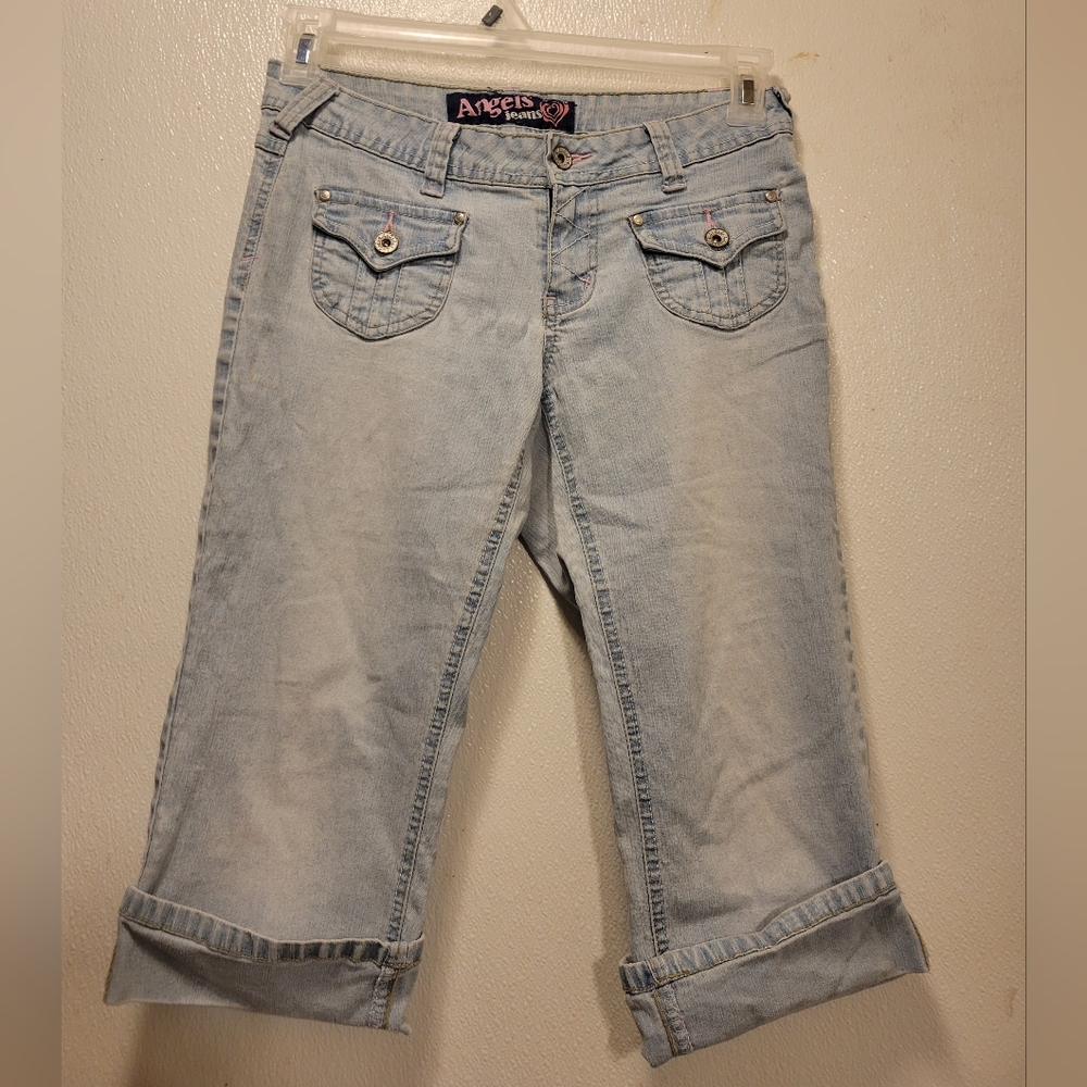 Angels Light Blue Denim Capris